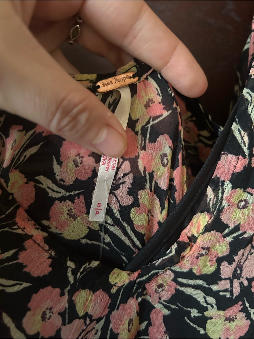 Free People Elisandra Midi Dress Floral Flutter V-neck Boho Vintage Inspired - Picture 9 of 9